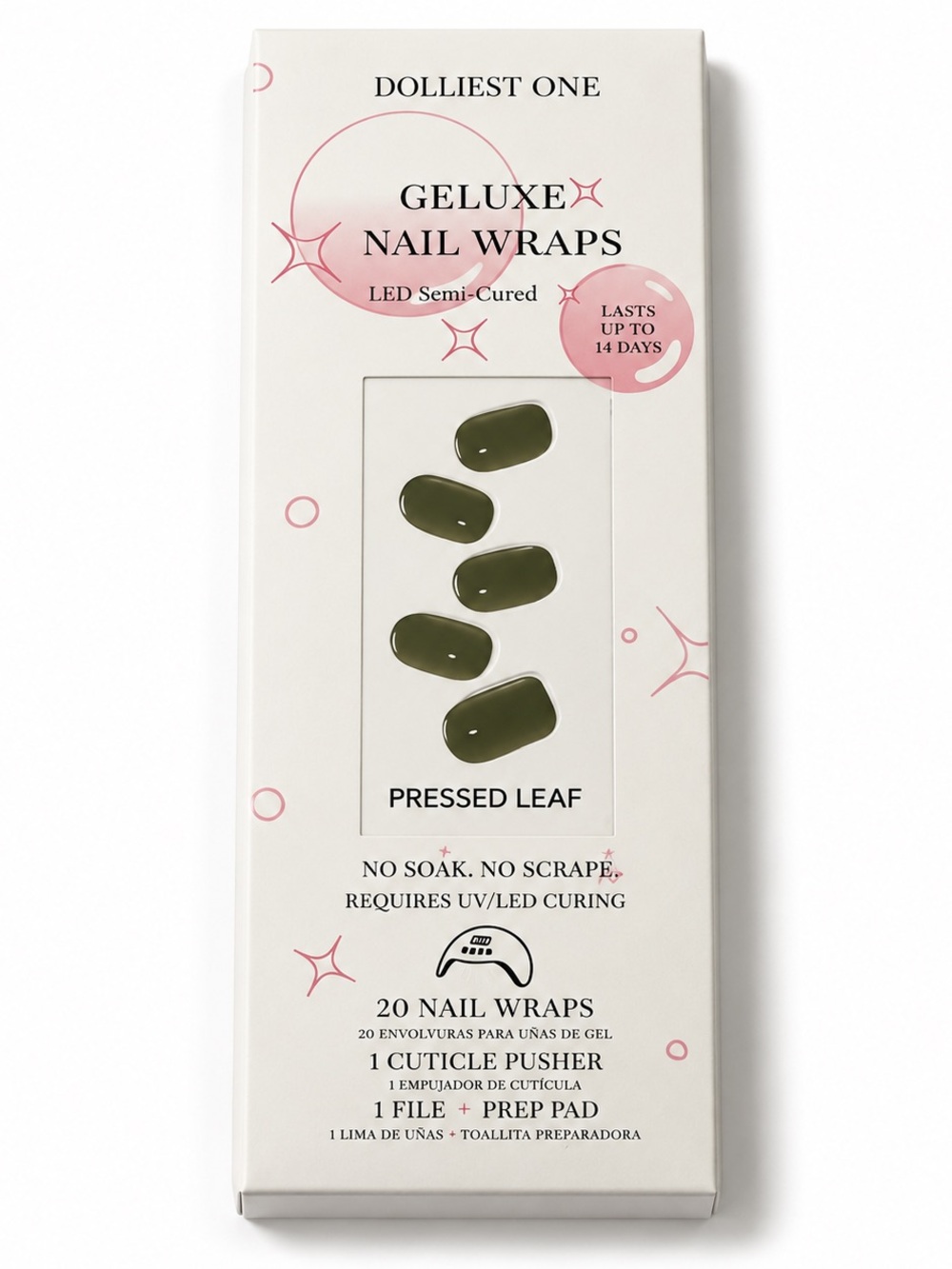 Geluxe Nail Wraps - Pressed Leaf Olive Green